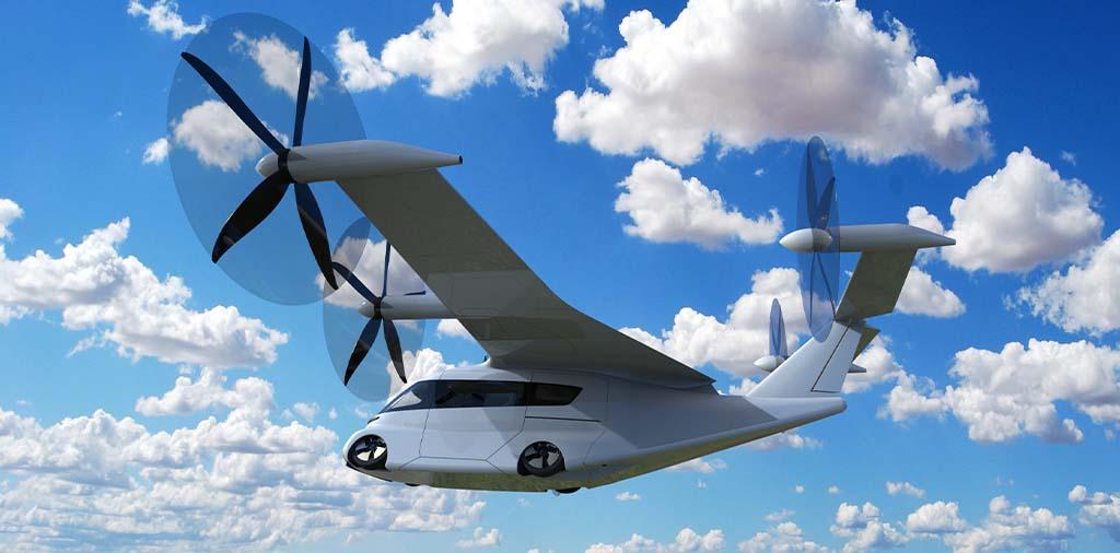 Meethu autonomous air and road eVTOL vehicle in flight