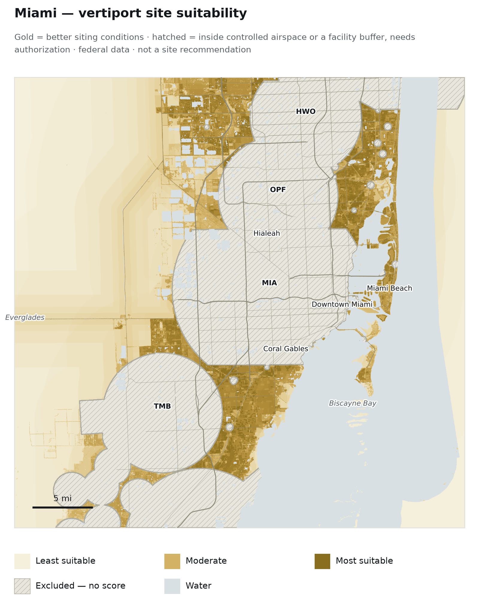 Miami vertiport site suitability surface